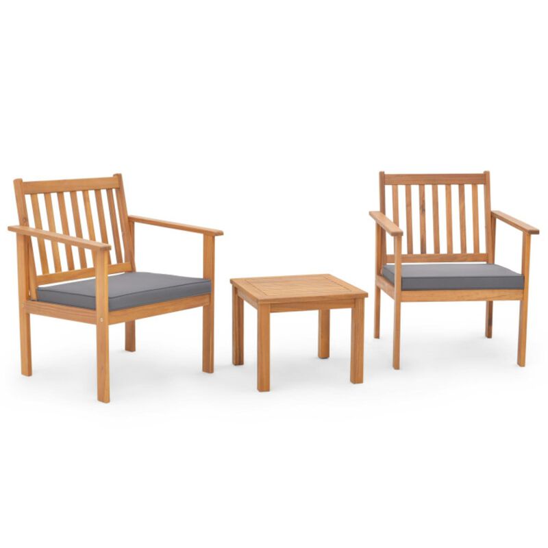 Hivvago 3 Pieces Patio Wood Furniture Set with soft Cushions for Porch