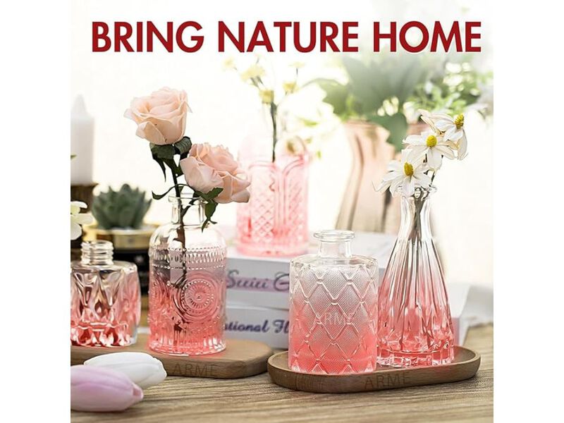 Set of 32 Pink Glass Bud Vases &ndash; Vintage Mini Centerpieces image number 1