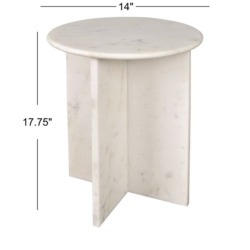 Javier 14" Contemporary Natural Marble Handmade X-Shaped End Table