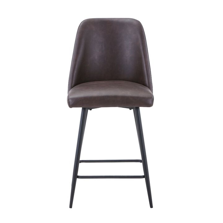 Jofran Mid-Century Modern Faux Leather Upholstered Counter Height Barstool (Set of 2)