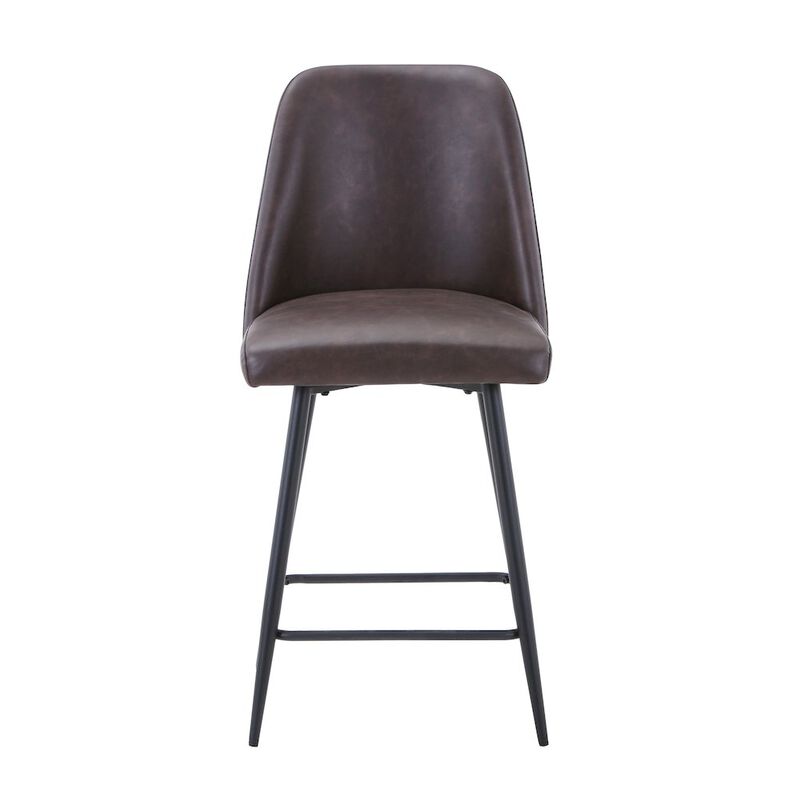 Jofran Mid-Century Modern Faux Leather Upholstered Counter Height Barstool (Set of 2)
