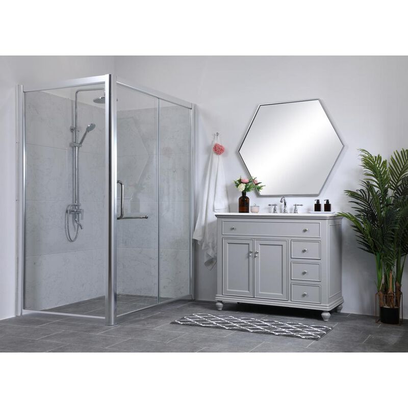 Elegant Kitchen and Bath 42 inch Single Bathroom vanity in light grey with ivory white engineered marble