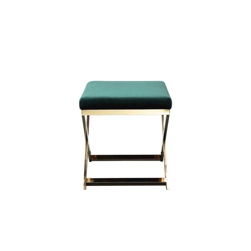 Pangea Home Gold Lexi Stool Velvet Green