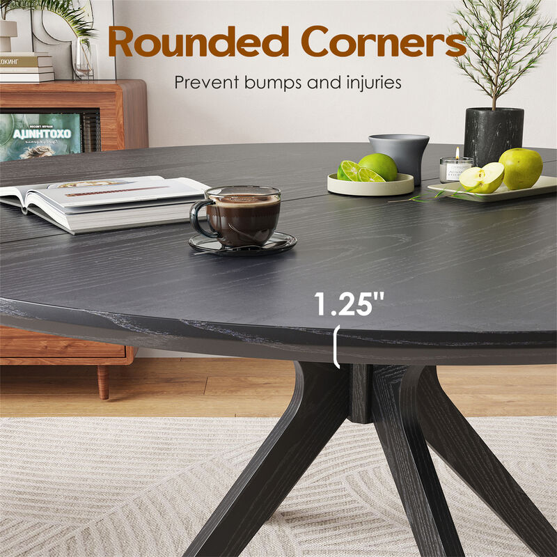 47.2" Solid Wood Round Dining Kitchen Table with Intersecting Pedestal Base image number 5