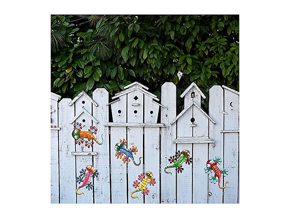 Metal Gecko Outdoor Wall Decor 6 Pack Lizard Art Garden Sculptures Statues Free