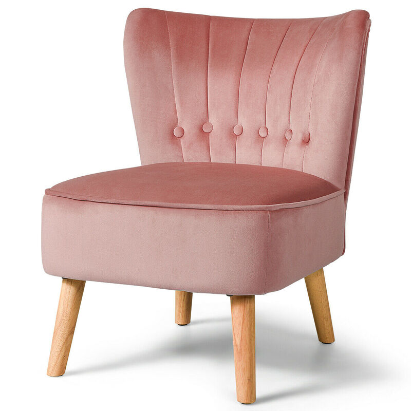 Armless Accent Chair Tufted Velvet Leisure Chair