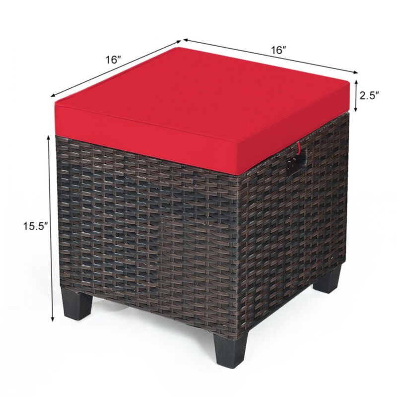 Hivvago 2 Pieces Patio Rattan Ottoman Set with Removable Cushions