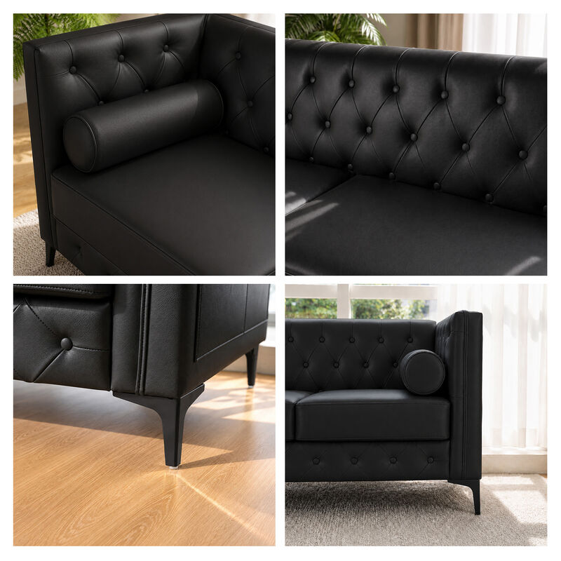 Drujep 78.5" Faux Leather Sofa image number 5