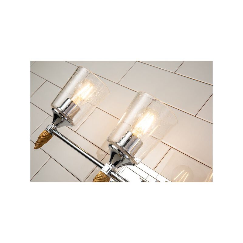Lucas McKearn Vetiver 3 Light Vanity Light in Polished Chrome with Gold Accent
