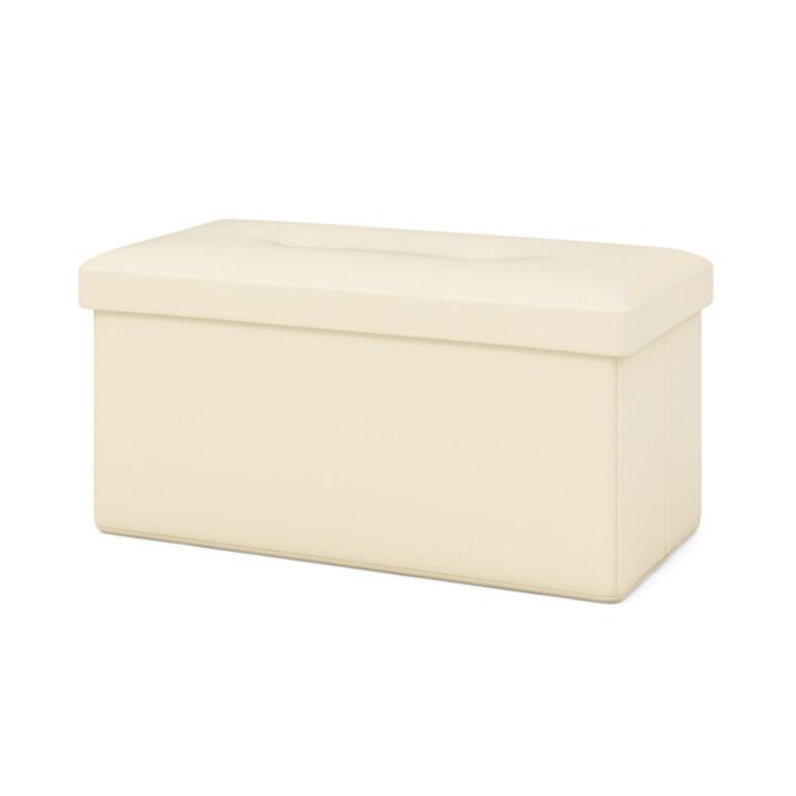 Hivvago Upholstered Rectangle Footstool with PVC Leather Surface and Storage Function