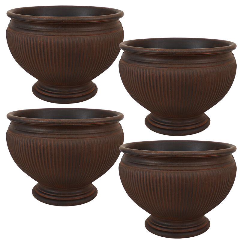 Sunnydaze Elizabeth Ribbed Urn Polyresin Planter
