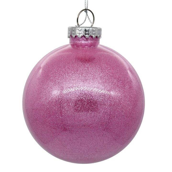 Pink Glitter Clear Ball 12/bag