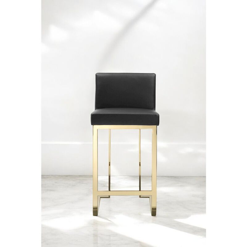 Pangea Home Dexter Counter Stool Faux Leather Black
