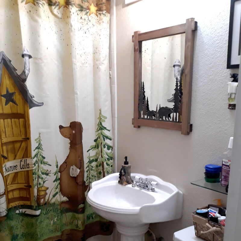 26 Inch Black Bears Wood And Metal Wall Mirror Decorative Forest Bathroom Decor image number 3