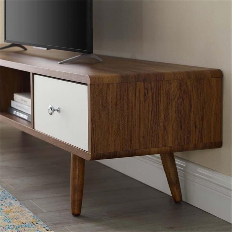 Modway Transmit 70" Media Console Wood TV Stand, 70 Inch, Walnut White image number 5