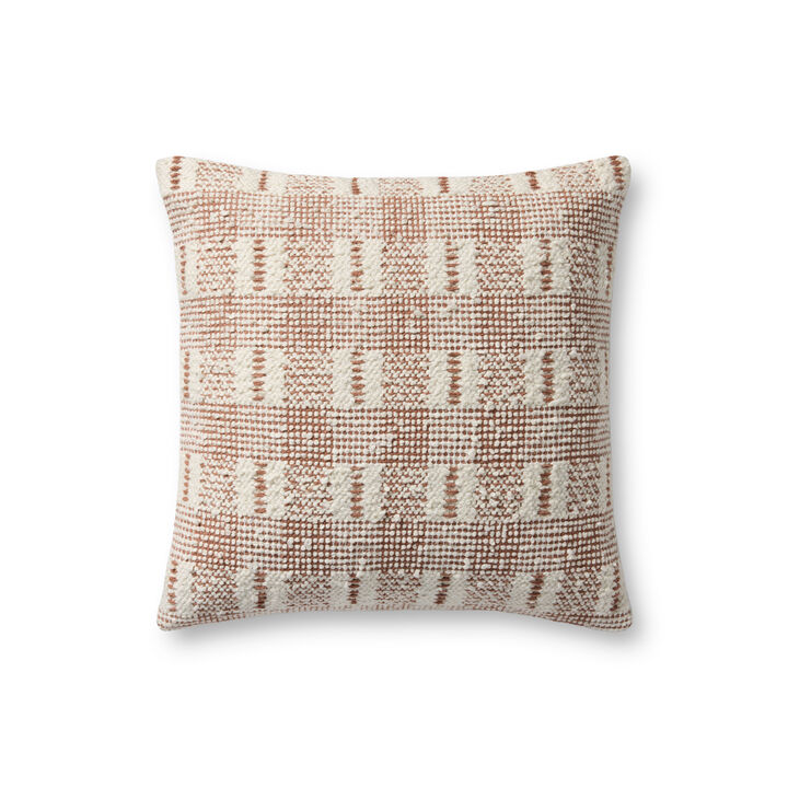 Ivory/Rust 18''x18'' Cover w/Down Pillow