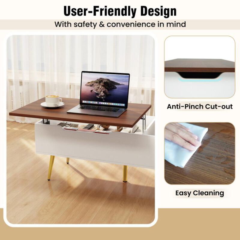 Hivvago 47 Inch Lift Top Coffee Table with 2 Hidden Compartments