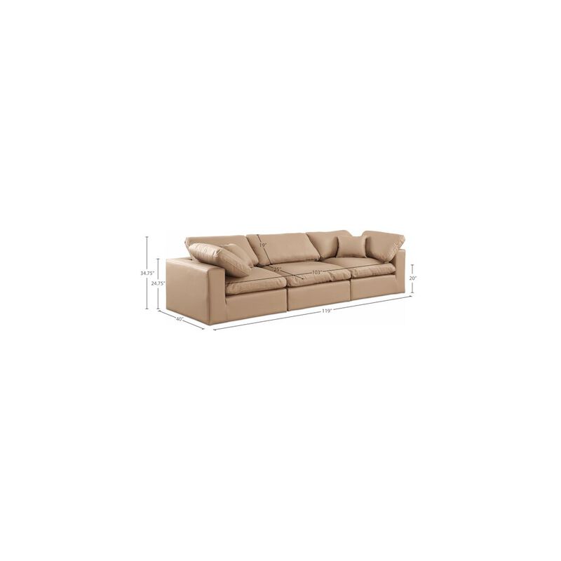Meridian Furniture Comfy Tan Vegan Leather Modular Sofa