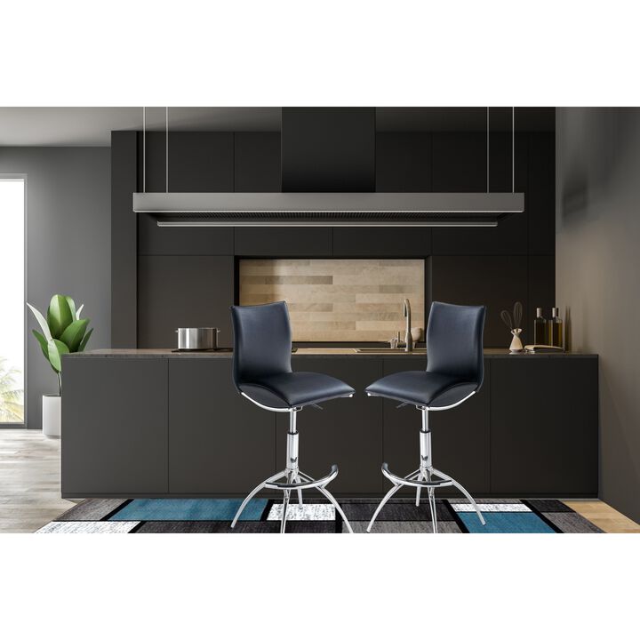 Streamdale Modern Barstool Leatherette/Chrome Adjustable Height In Black Color