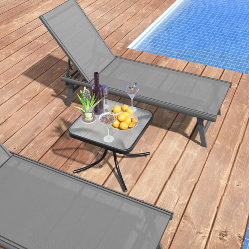 Hivvago Tempered Glass Top Patio Table with Heavy-duty Metal Frame for Garden Poolside