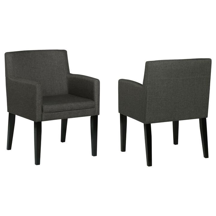 Kinza 24 Inch Armchair Set of 2, Gray, Cushioned Seat, Wood Block Legs