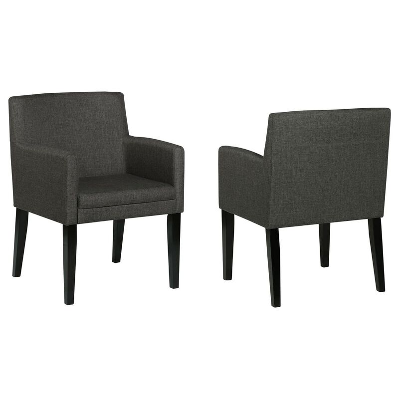Kinza 24 Inch Armchair Set of 2, Gray, Cushioned Seat, Wood Block Legs