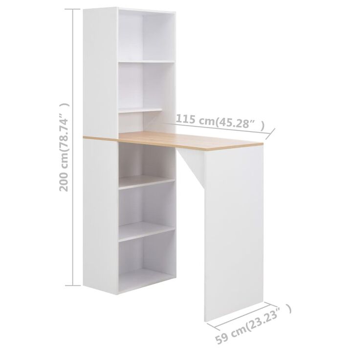 vidaXL Bar Table with Cabinet White