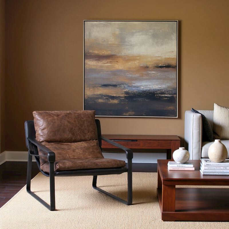 Starlight Canyon Home Mid Century Rustic Armchair Brown Leather with Black Iron Frame image number 8