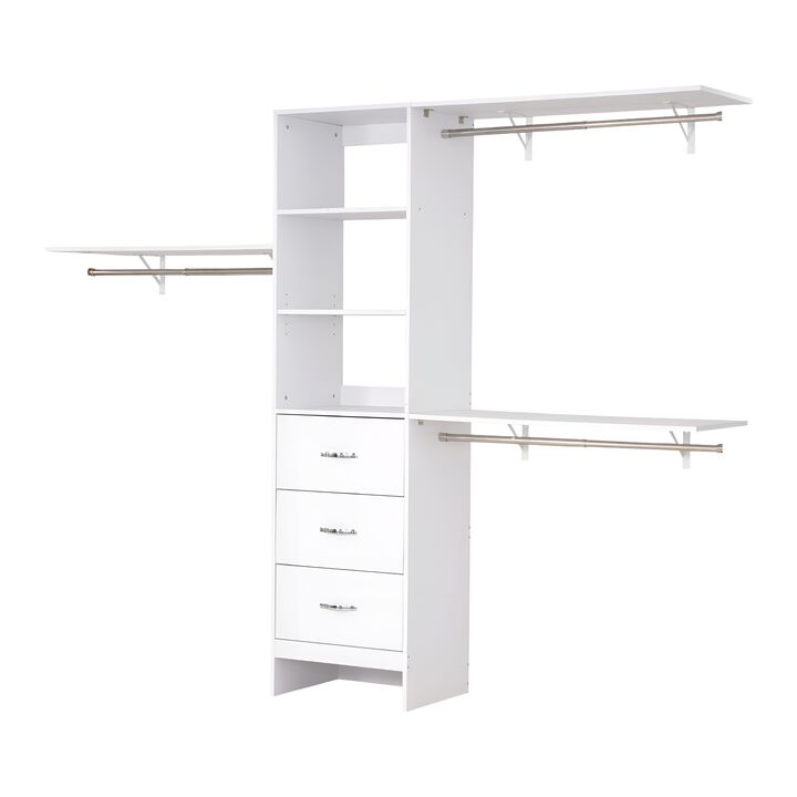 Adjustable Closet System with Drawers and Hanging Rods, Freestanding Wardrobe