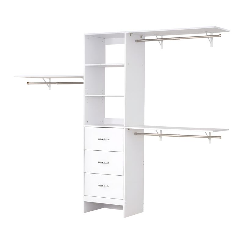Adjustable Closet System with Drawers and Hanging Rods, Freestanding Wardrobe image number 0