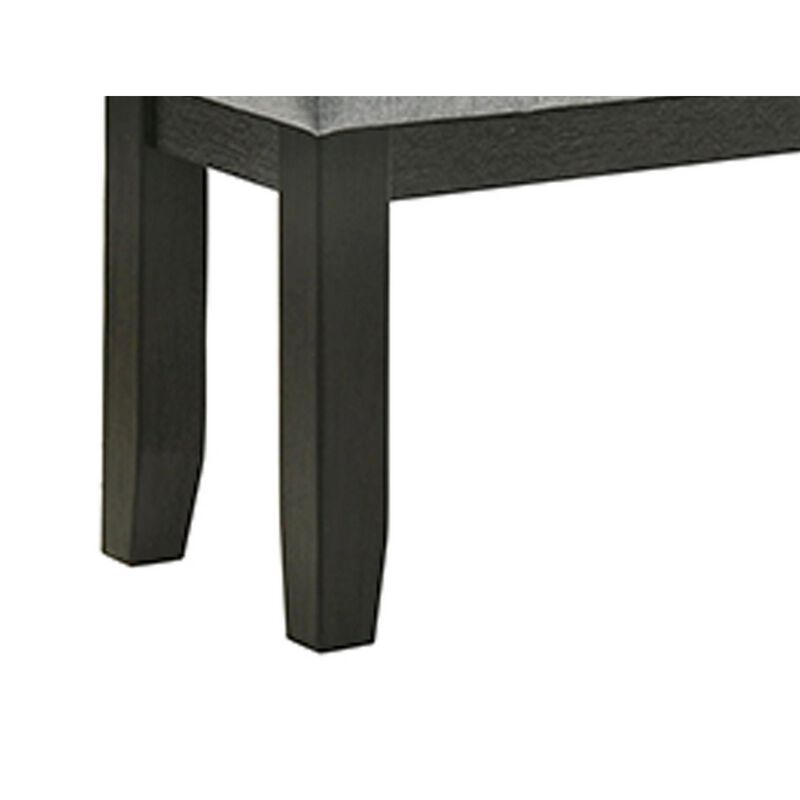 Woodlands 48 Inch Bench, Classic Wood Frame, Soft Gray Finished Fabric - Benzara