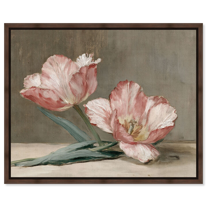 Blushing Tulips Floral and Botanical Canvas Print by Art Remedy