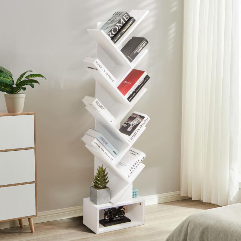 Hivvago 10-Tier Bookshelf with Drawer Free-standing Storage Bookcase