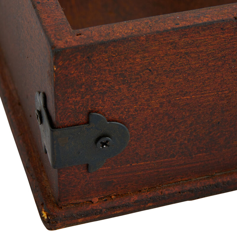 Vintage Wood and Metal Dinner Napkin Holder, Brown and Black image number 3
