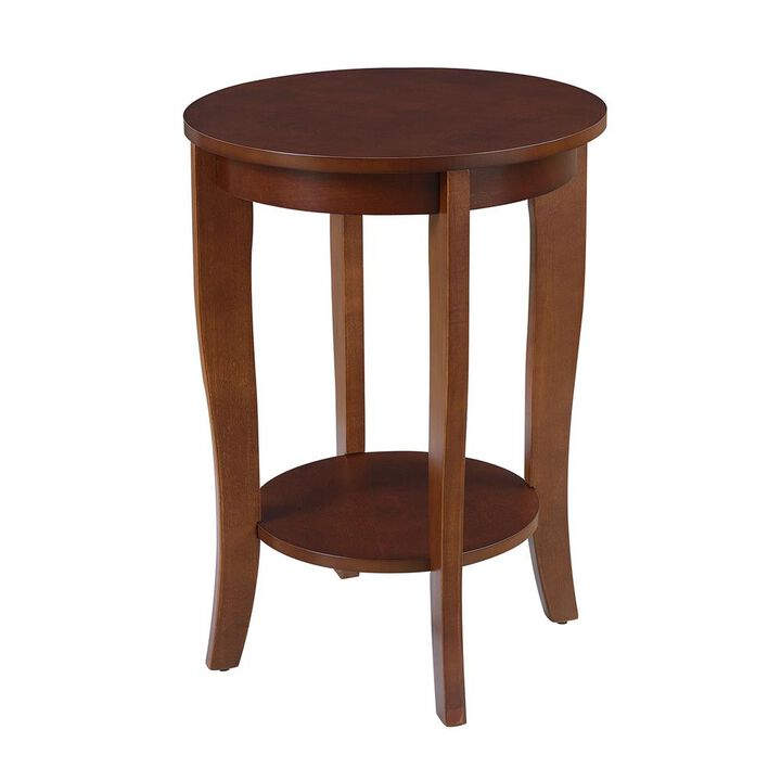 Convience Concept, Inc. American Heritage Round End Table with Shelf Mahogany