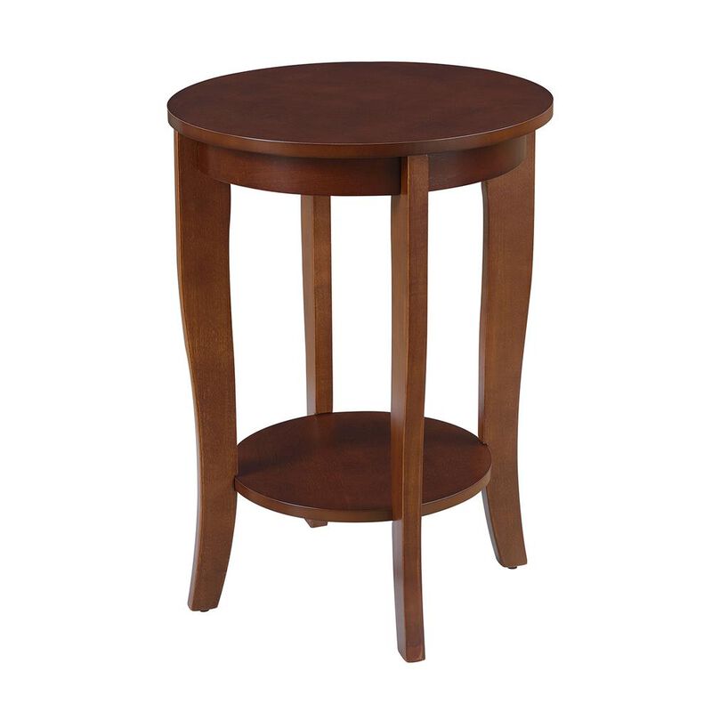 Convience Concept, Inc. American Heritage Round End Table with Shelf Mahogany