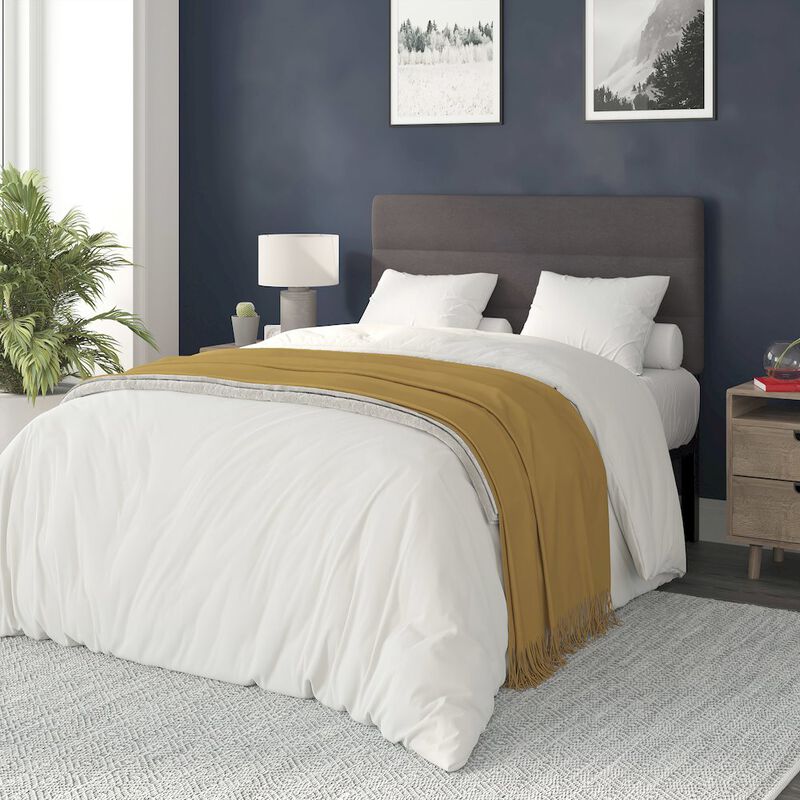Flash Furniture Full Channel Stitched Fabric Upholstered Headboard, from 44.5" to 57.25" - Gray image number 5