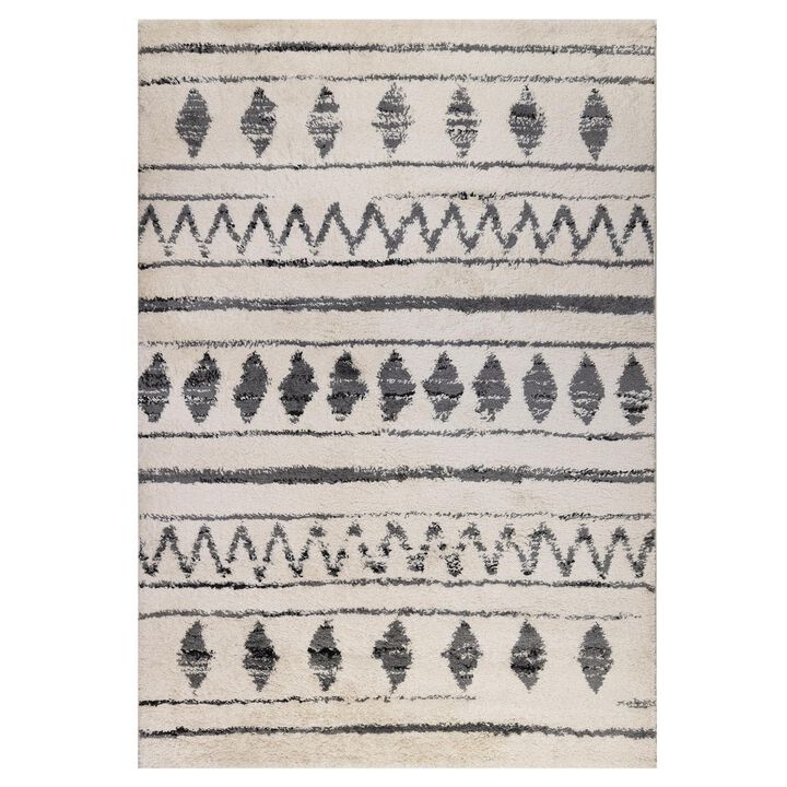 HomeRoots Geometric Shag Area Rug