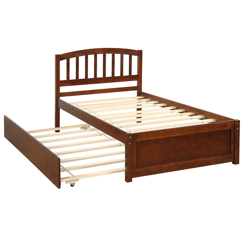 Whisen Elegant Design Twin size Platform Bed with Trundle - Gray