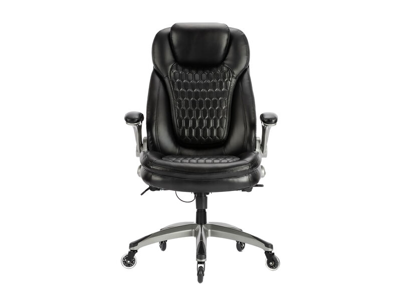 High Back Executive PU Leather Office Chair With Blade Wheels, Adjustable Height, Rocking Tension