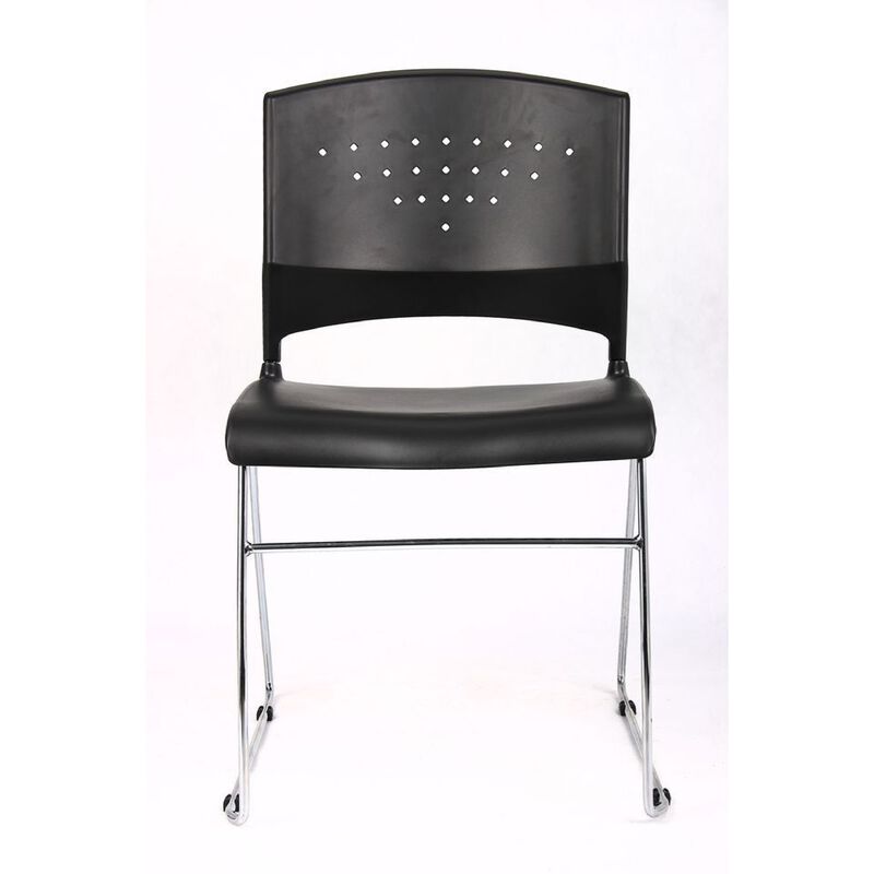 Anu Stack Chair Set of 2, Sculpted Black Polypropylene, Chrome Sled Base image number 2