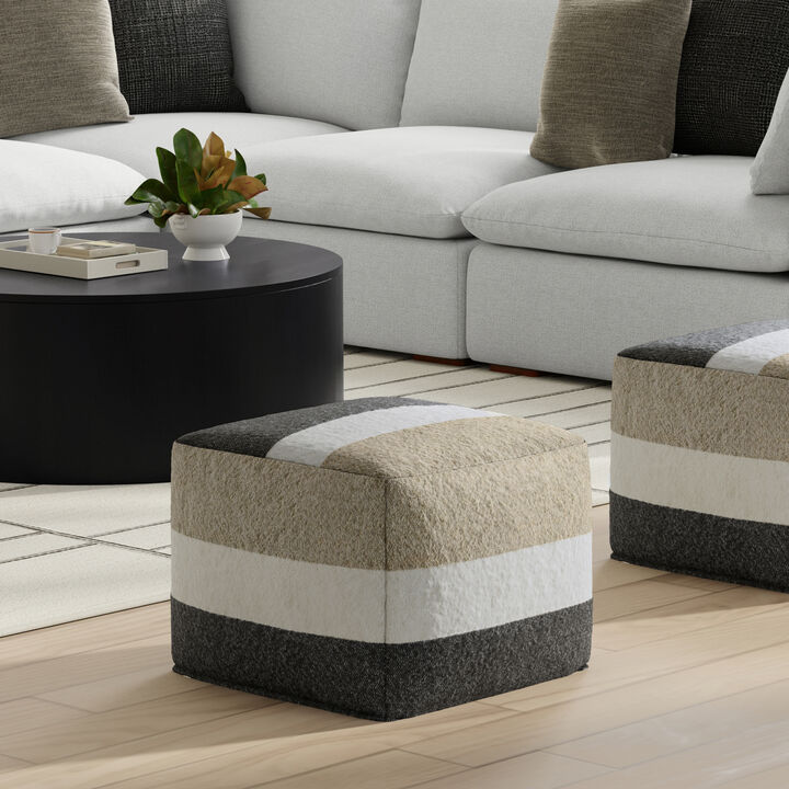 Simpli Home Claudette Square Pouf