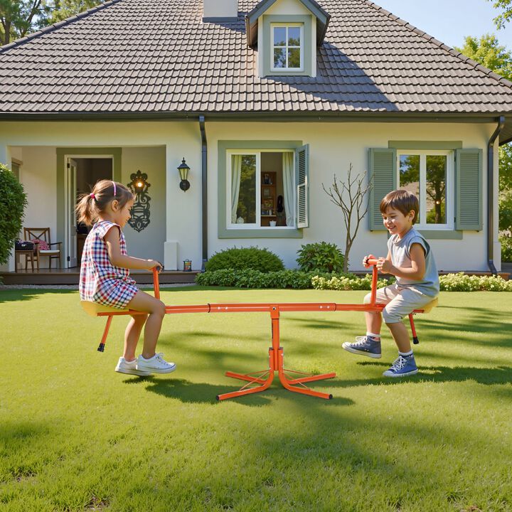 Kids Sit and Spin Seesaw, Teeter Totter with 4-Prong Legs, Outdoor Playground Toy