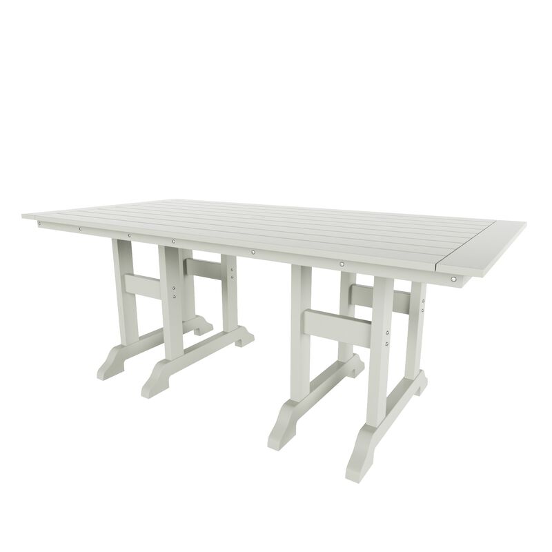 WestinTrends 6-Piece HDPE Rectangular Patio Dining Table Set with Foldable Chairs and Patio Bench