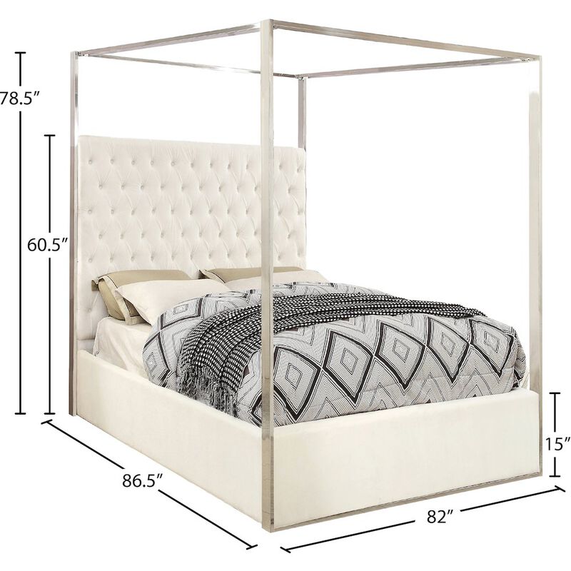 Meridian Furniture Porter White Velvet King Bed
