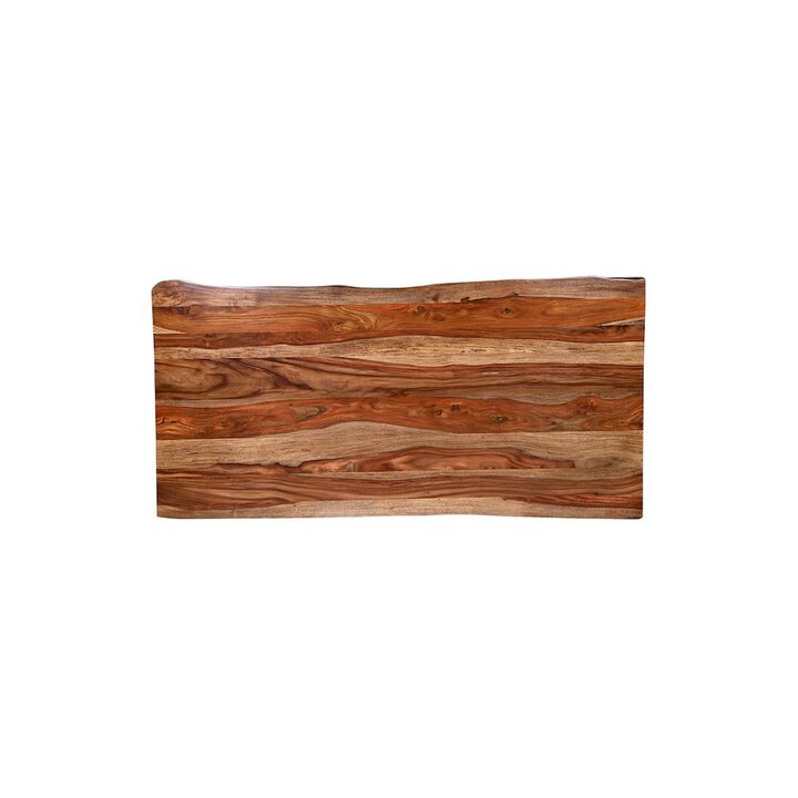 Porter Designs Manzanita Live Edge Solid Sheesham Wood Dining Table, Brown