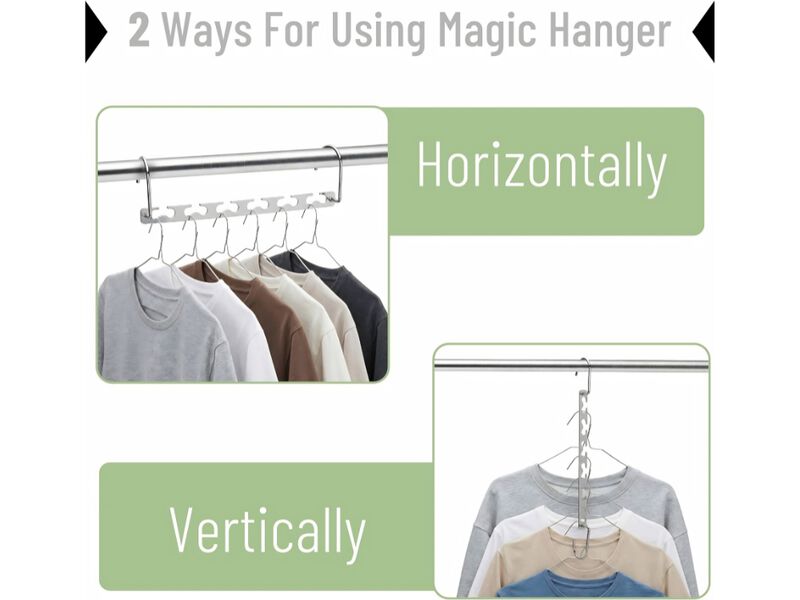 Metal Space-Saving Hangers for Clothes | 4-Pack, 6 Slots, 360&deg; Rotating Hooks image number 1