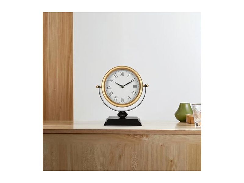 Vintage Gold Retro Desk Mantel Table Wall Clock Battery Operated image number 3