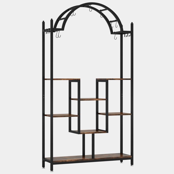 Tribesigns Arched Plant Stand Flower Stands with Hanging Hooks