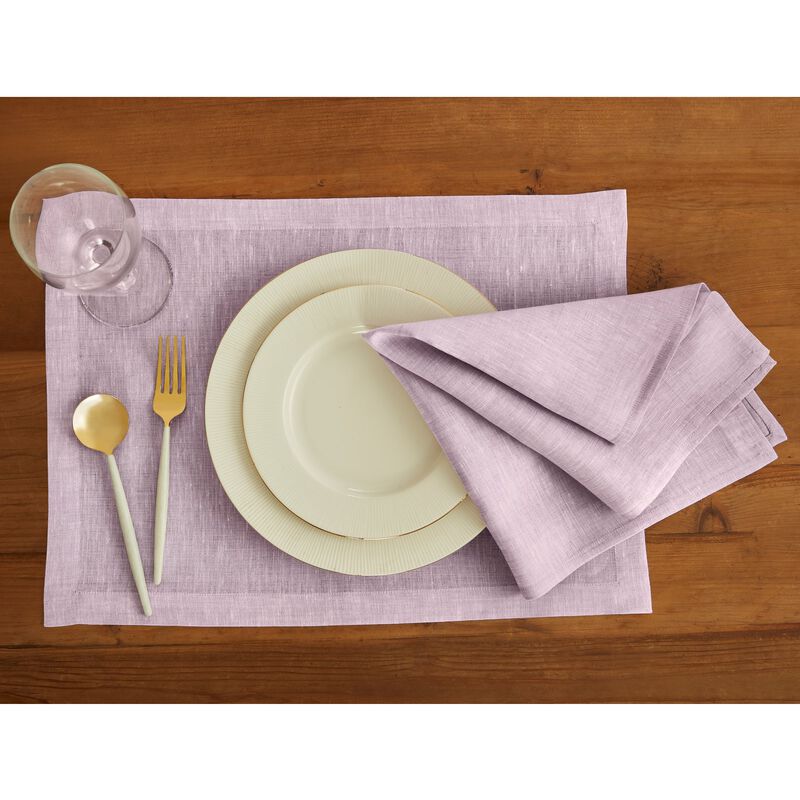 Solino Home Athena 100% Linen Placemats &ndash; Set of 4, 14 x 19 in, Machine Washable, Holiday and Everyday Dining